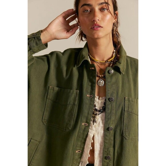 Free People We The Free Madison City Denim Jacket Top Oversized M New 285614 - Picture 5 of 10